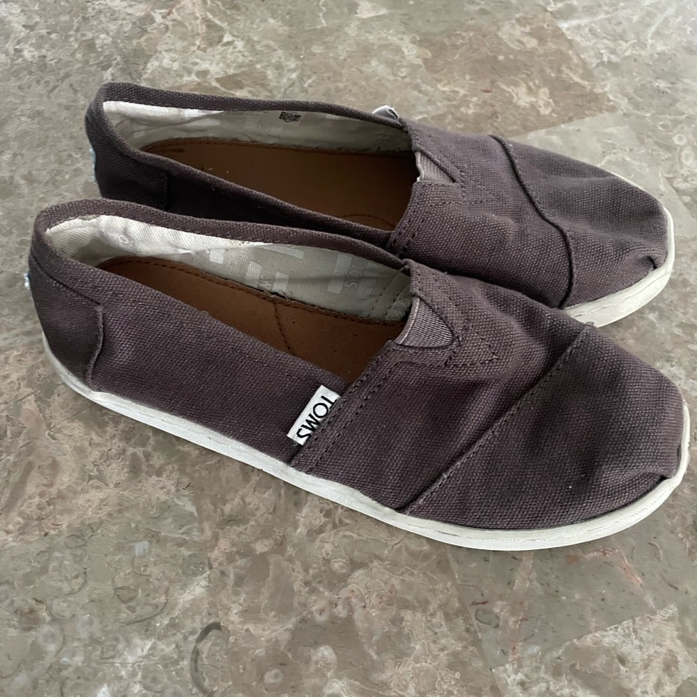Toms Gray Canvas Loafers with Elastic Slip-On